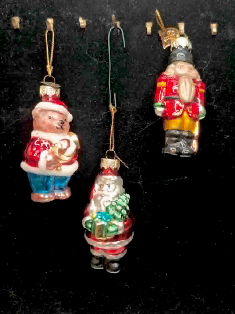 Vintage Hand-blown Glass Pacconi Christmas Ornaments - Santa, Nutcracker, Bear